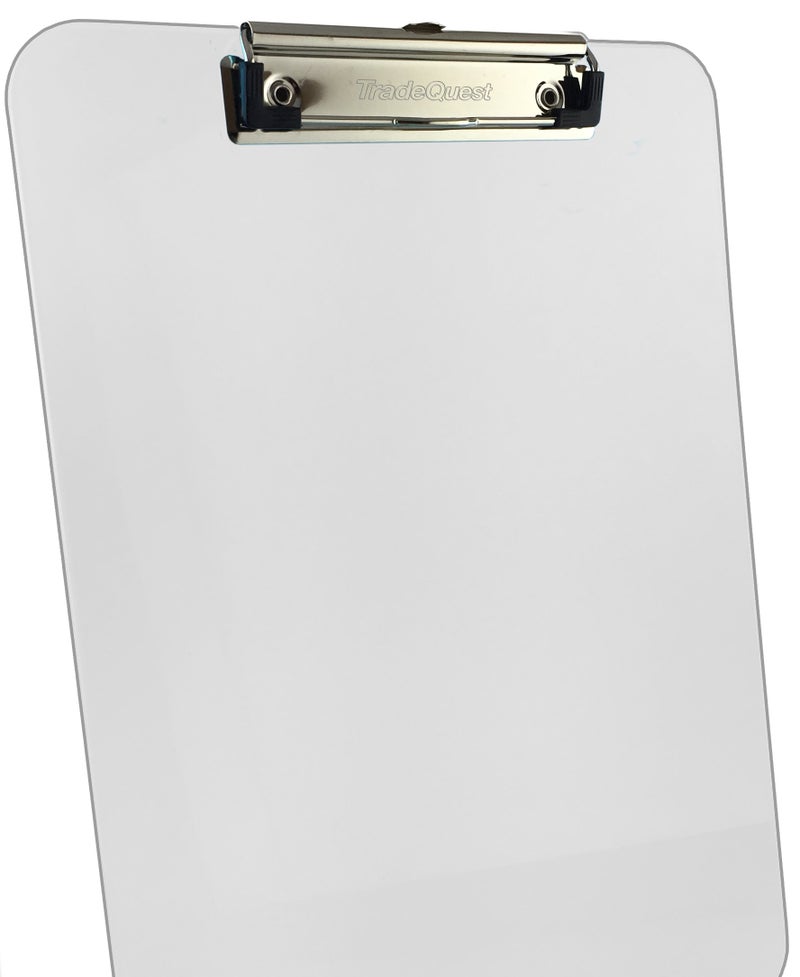 Trade Quest Plastic Clipboard Transparent Color Letter Size Low Profile Clip (Pack of 6) (Clear) - Image 2